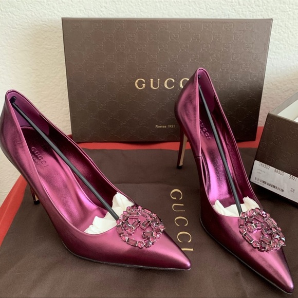 Gucci Shoes - Gucci GG Satin Swarovski Crystal Pumps NWT